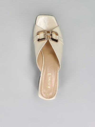 LEATHER SLIPPERS - BEIGE