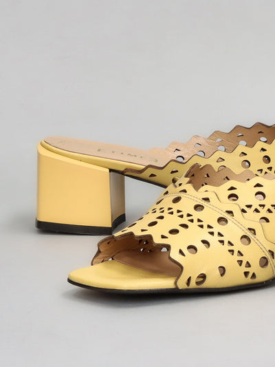 LEATHER SLIPPERS - YELLOW