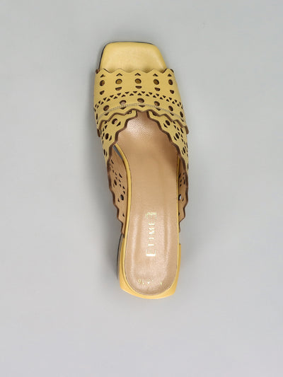 LEATHER SLIPPERS - YELLOW