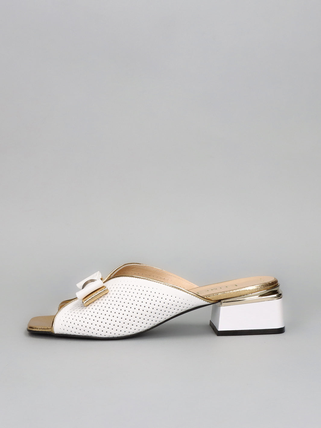 LEATHER SLIPPERS - WHITE/GOLD