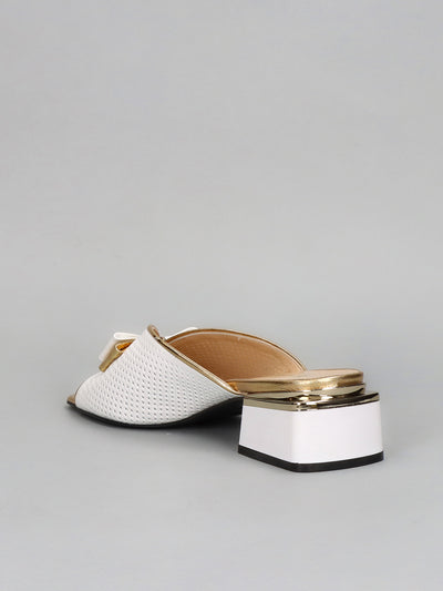 LEATHER SLIPPERS - WHITE/GOLD