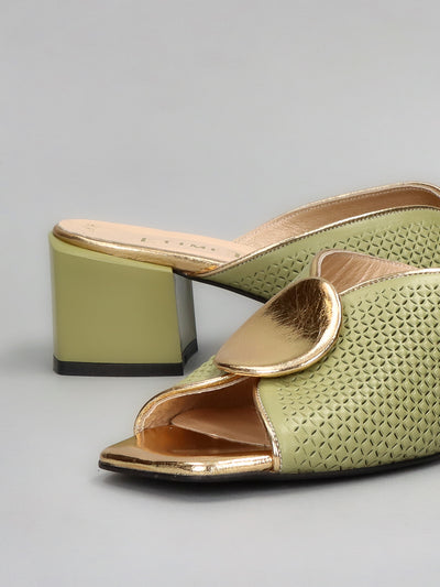 LEATHER SLIPPERS - OLIVE