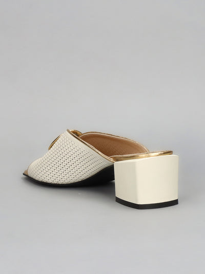 LEATHER SLIPPERS - BEIGE/GOLD