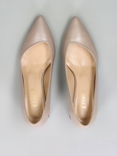 LEATHER PUMPS - GREY/BROWN