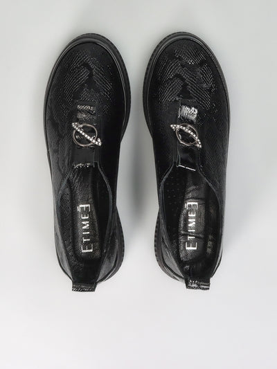 LEATHER SNEAKER - BLACK