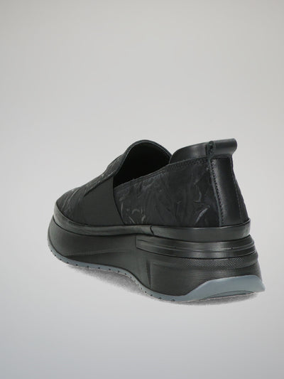 LEATHER LOW SHOES - BLACK