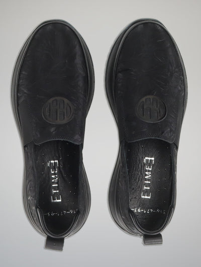 LEATHER LOW SHOES - BLACK