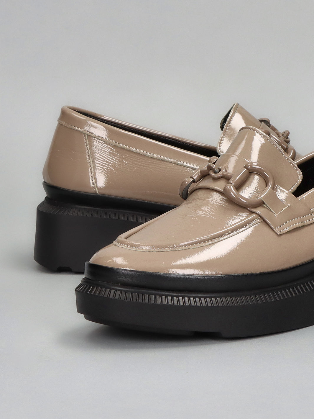 LEATHER LOW SHOES - BEIGE/BROWN