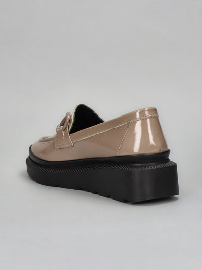 LEATHER LOW SHOES - BEIGE/BROWN