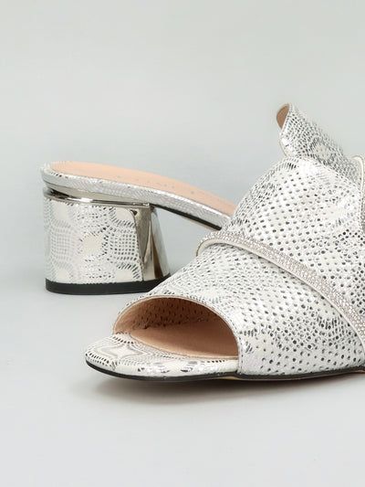 LEATHER SLIPPERS - SILVER