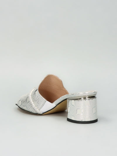 LEATHER SLIPPERS - SILVER