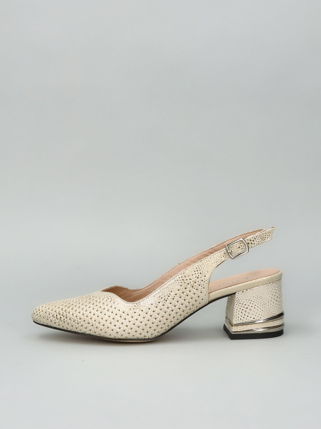 LEATHER SLINGS - BEIGE/GOLD
