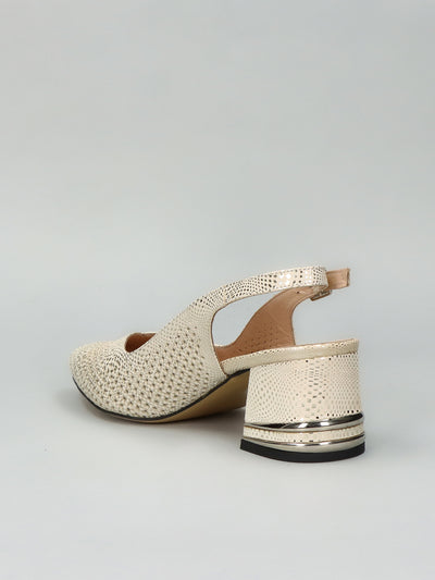 LEATHER SLINGS - BEIGE/GOLD