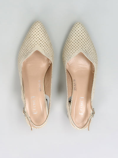 LEATHER SLINGS - BEIGE/GOLD