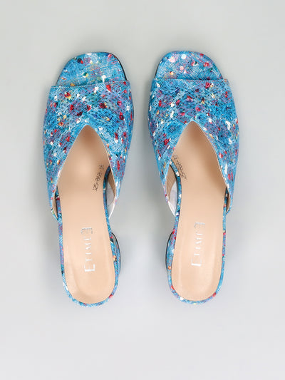 LEATHER SLIPPERS - BLUE
