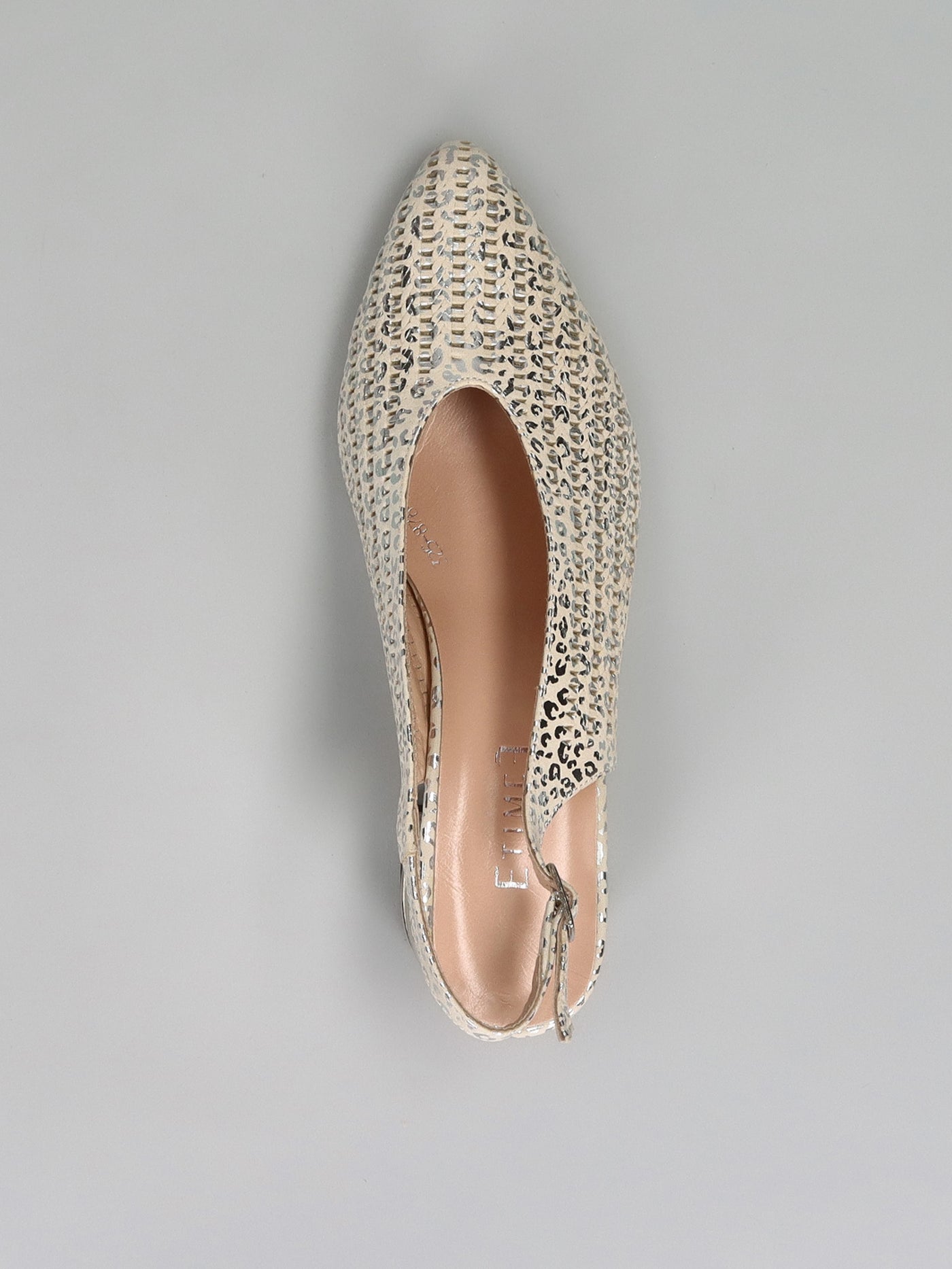 LEATHER PUMPS WITH OPEN HEEL - BEIGE/SILVER