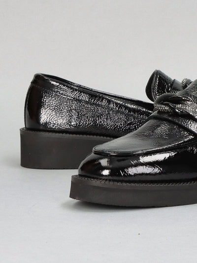 LEATHER LOW SHOES - BLACK