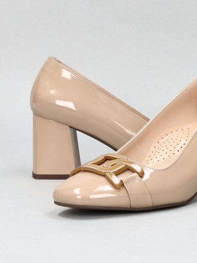 LEATHER PUMPS - BEIGE