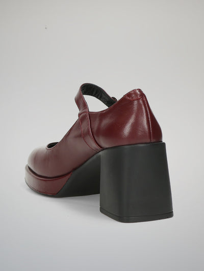 LEATHER HEELS - BURGUNDY