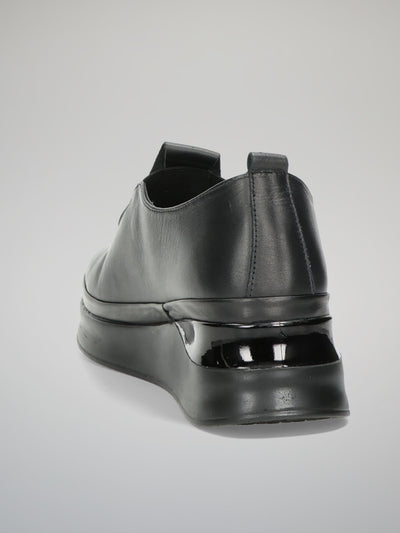 LEATHER LOW SHOES - BLACK