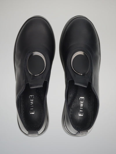 LEATHER LOW SHOES - BLACK