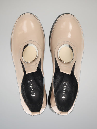 LEATHER LOW SHOES - BEIGE