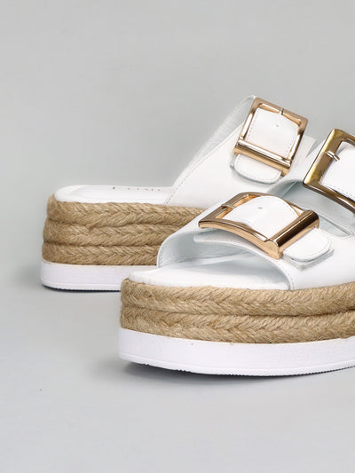 LEATHER SLIPPERS - WHITE