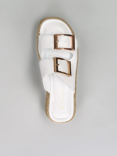 LEATHER SLIPPERS - WHITE