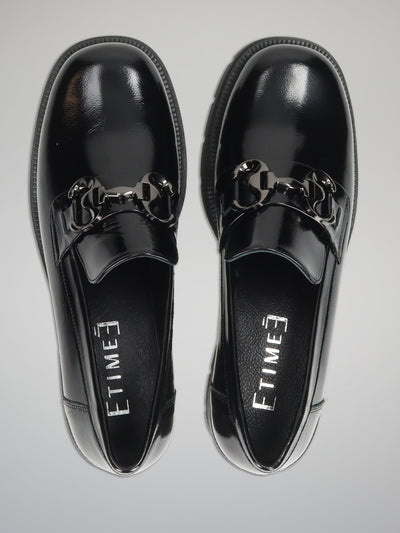 LEATHER LOW SHOES - BLACK