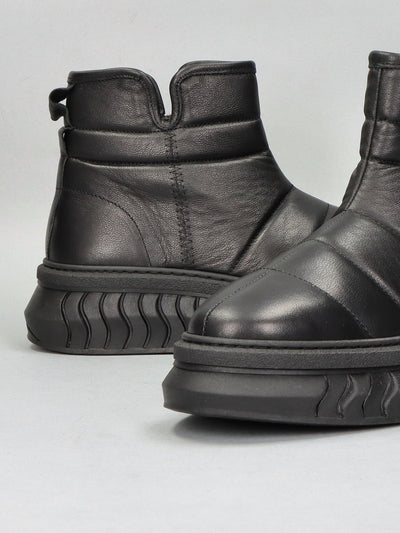 LEATHER ANKLE BOOTS - BLACK