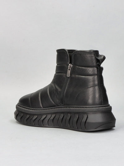 LEATHER ANKLE BOOTS - BLACK