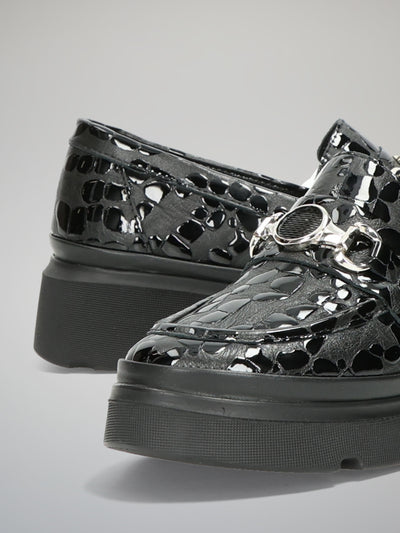 LEATHER LOW SHOES - BLACK