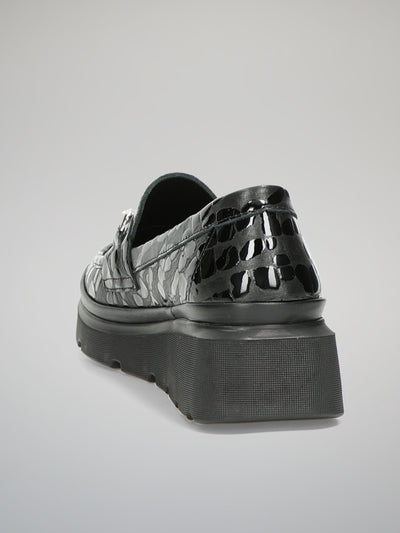 LEATHER LOW SHOES - BLACK