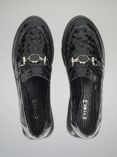 LEATHER LOW SHOES - BLACK
