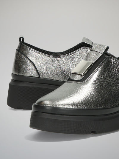LEATHER LOW SHOES - METALLIC