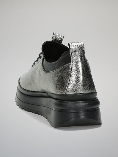 LEATHER LOW SHOES - METALLIC