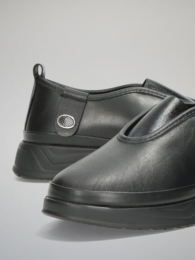 LEATHER LOW SHOES - BLACK