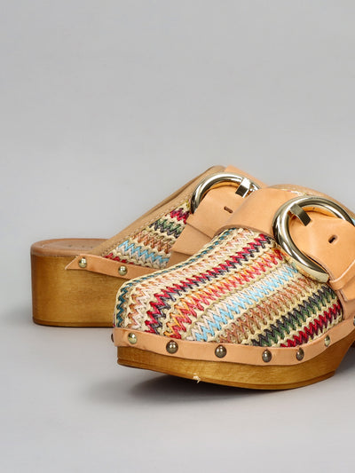 WOODEN SLIPPERS - MULTI/COLOURED