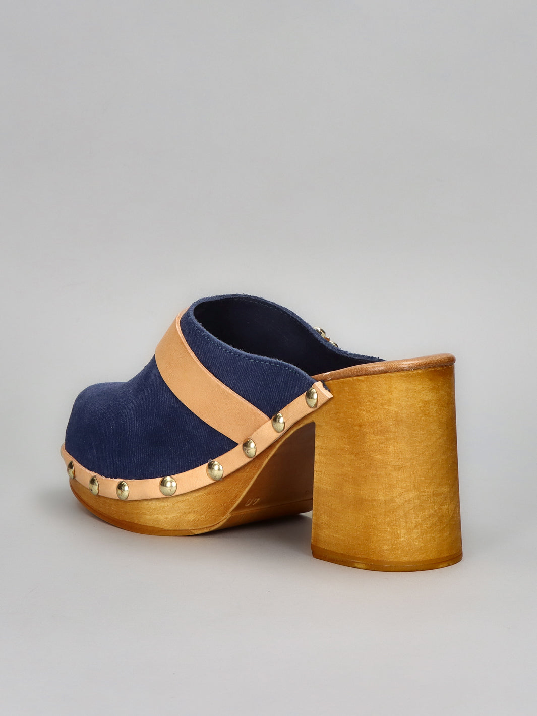 WOODEN SLIPPERS - DENIM