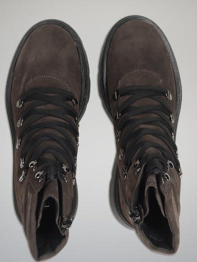 SUEDE ANKLE BOOTS - BROWN