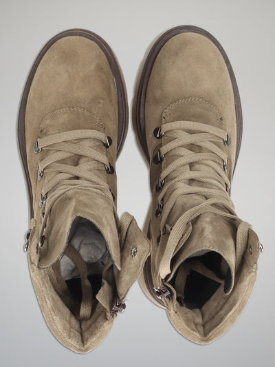 SUEDE ANKLE BOOTS - BROWN