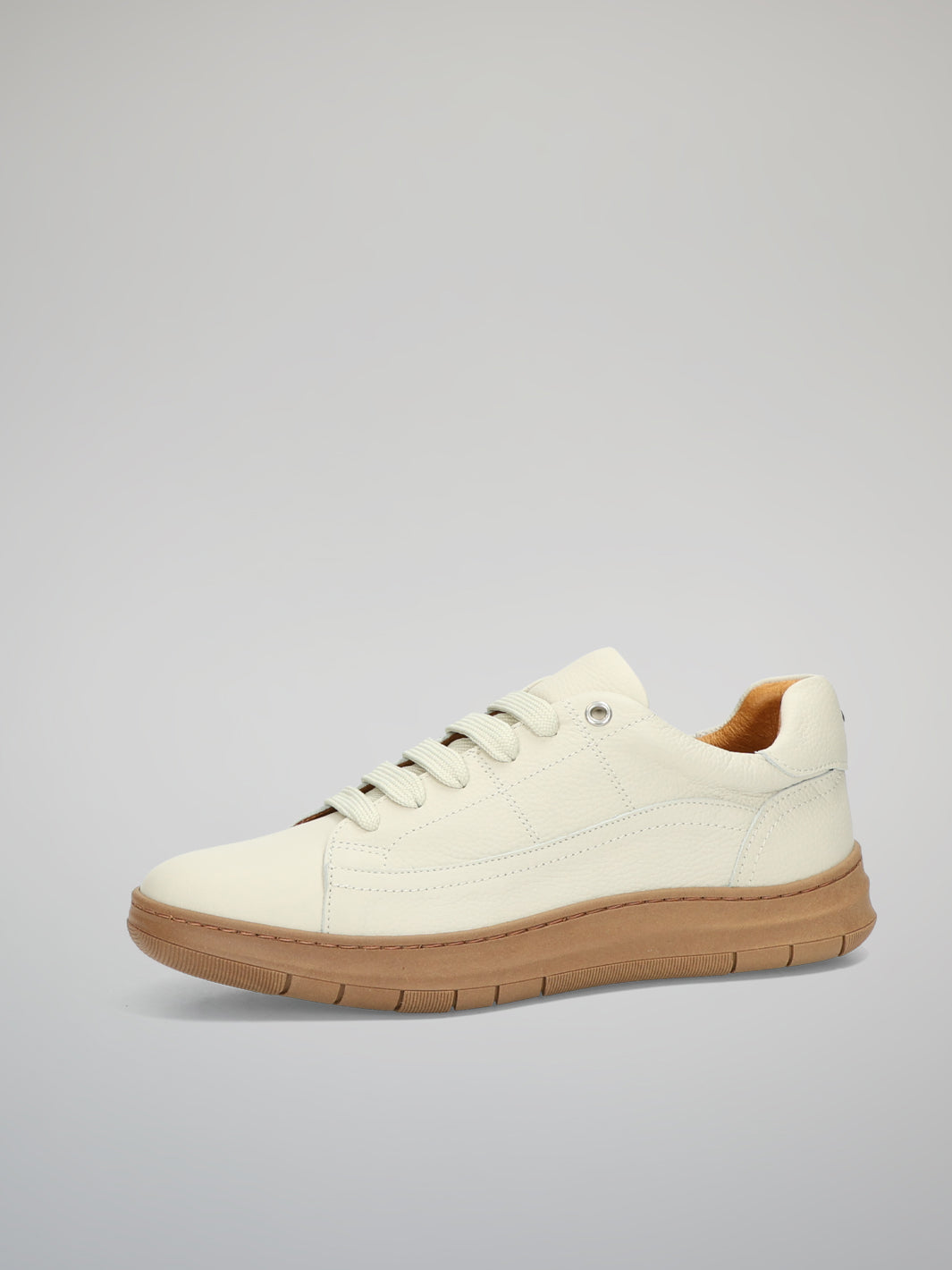 LEATHER TRAINERS - BEIGE