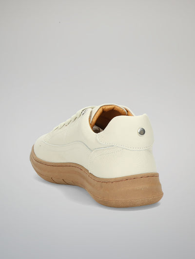 LEATHER TRAINERS - BEIGE