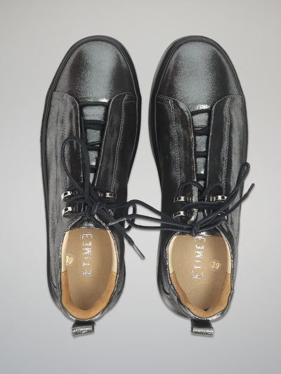 LEATHER SNEAKERS - METALLIC