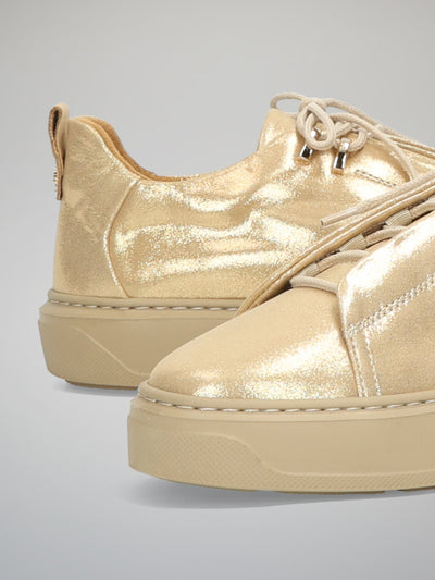 LEATHER SNEAKERS - GOLD