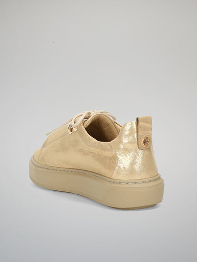 LEATHER SNEAKERS - GOLD