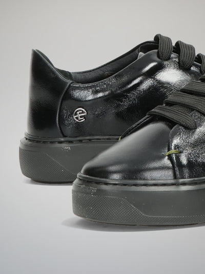 LEATHER TRAINERS - BLACK
