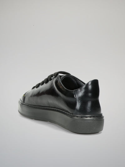 LEATHER TRAINERS - BLACK