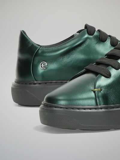 LEATHER TRAINERS - GREEN