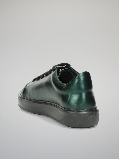 LEATHER TRAINERS - GREEN